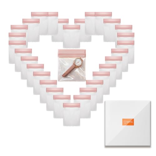 30 PCS Clear Plastic EVA Anti Tarnish Jewelry Storage Bags, Zip Ziplock Jewelry Pouches for Selling & Gift, Little Mini Travel Organizer for Ring Earing Chain Bracelet (L) - size: L(3.4"*4.1")