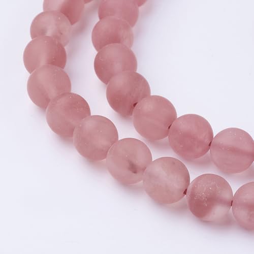 45Pcs Cherry Quartz Beads 8mm Round Natural Gemstone Beads Frosted Spacer Loose Bead for DIY Craft Bracelet Necklace Earrings Jewelry Making Supplies - color: Cherry Quartz-Frosted