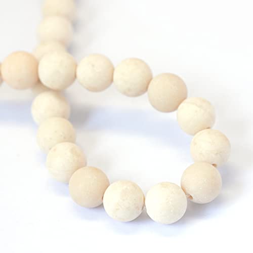 KISSITTY 235pcs 8mm Frosted Natural Fossil Bead Strands, Natural Gemstone Crystal Beads Round Chakra Beads Energy Healing Crystals Gemstones for DIY Jewelry Bracelets Necklaces Making - color: Frosted Natural Fossil