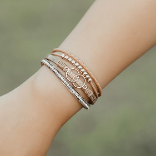FANCY SHINY Mothers Day Gifts Boho Leather Wrap Bracelet Stackable Infinity Chunky Cuff Bracelets Western Hippie Outfits Jewelry Valentine Gifts for Women - color: Brown