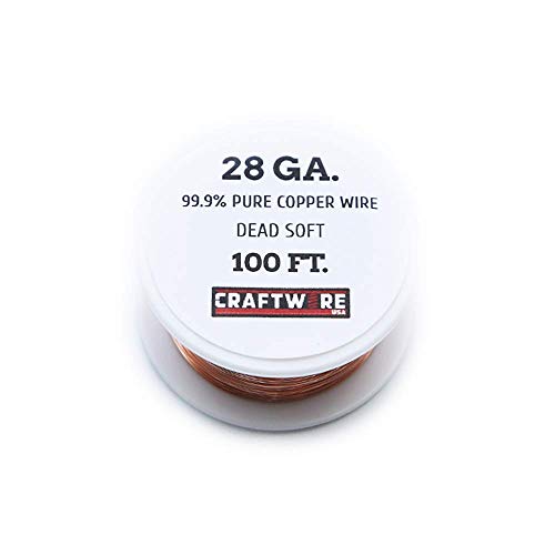 Solid Bare Copper Wire Round,Bright,Dead Soft,100 Feet 28 Gauge (Choose 10 to 30 ga.) - size: 28 GA Dead Soft - 100 FT