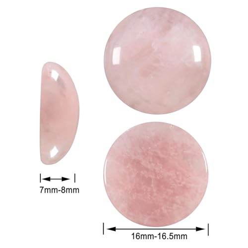 moonsix 10PCS Round Rose Quartz Cabochons Flatback CAB Gemstone Beads Crystal Flat Stone for DIY Craft Jewelry Making, 16mm - color: pink, size: 16mm