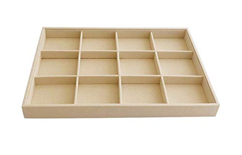 Large Stackable Jewelry Display Tray Case Organizer Premium Velvet Soft Light Beige Home Store Sales Shows (12 Grid) - color: 12 Grid