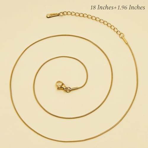 Jabogrii 20 Pack Gold and Silver Necklace Chain for Jewelry Making Stainless Steel Snake Necklace Bulk 18 Inches Handmade Jewelry Chain with Lobster Clasps Extender - color: Snake Chain
