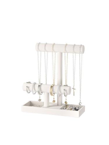 Bracelet and Necklace Holder,Velvet Jewelry Necklace Display Organizer Stand,bracelet Holder for Selling,Bracelet and Necklace Storage Tree (Style 2（Beige）) - style: Style 2（Beige）