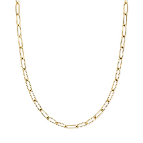 Destin Jewelry Paperclip Chain Necklace for Women, Waterproof 18K Gold Plated Stainless Steel, Hypoallergenic, Adjustable Layering Chain, Tarnish-Resistant, 2.5–6.5mm - color: 18K Yellow Gold Plated Stainless Steel, size: 20" + 2", style: 4 MM