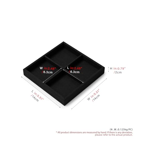 Oirlv Microfiber 4 Grids Stackable Jewelry Display Tray Multi-Compartment Travel Jewelry Tray - style: P13714
