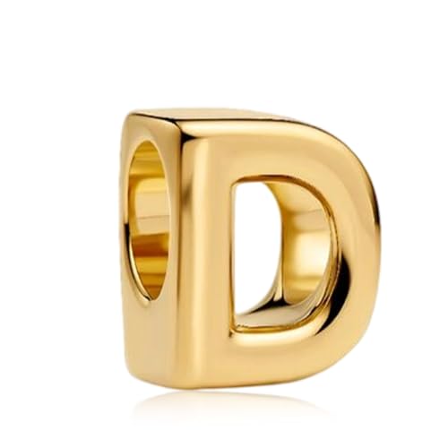 S925 A-Z Bead Charms,Initial Letter Alphabet, 14K Gold Plated, for Bracelet Necklace, Gift for Mothers Nurses Day Graduation Birthday Anniversary, for Girlfriend Family Friend, for Pandora - style: D