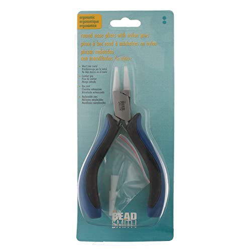 The Beadsmith Round Nose Nylon Jaw Pliers – 5 inches (127mm) – Ergonomic Handle, Double Leaf Springs – Includes Replacement Heads – Jewelry Making Tool for Creating Bracelets, Earrings & Necklaces - style: Round Nose