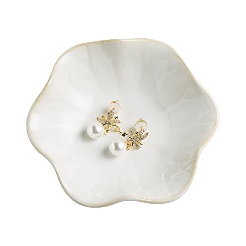 BEUNAIZER Jewelry Dish Tray, Ring Dish, Ceramic Trinket Tray, Key Bowl, Decorative Plate, for Friends Sisters Daughter Mother (Milky White) - color: Milky White