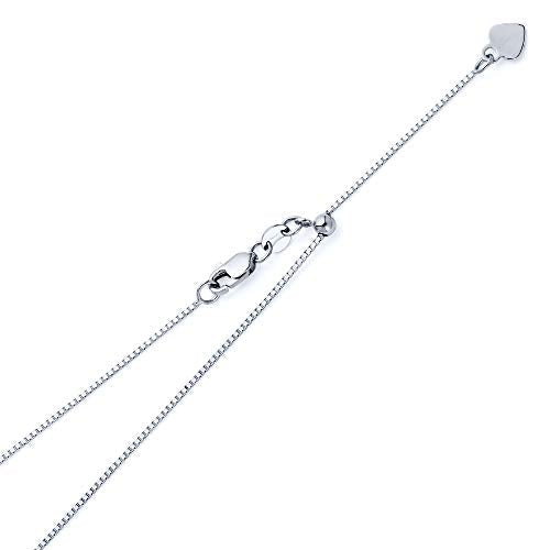 14k REAL Yellow OR White Gold Solid 0.8mm Box Length Adjustable Chain Necklace with Lobster Claw Clasp