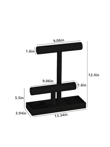 Bracelet and Necklace Holder,Velvet Jewelry Necklace Display Organizer Stand,bracelet Holder for Selling,Bracelet and Necklace Storage Tree (Style 2（Black）) - style: Style 2（Black）