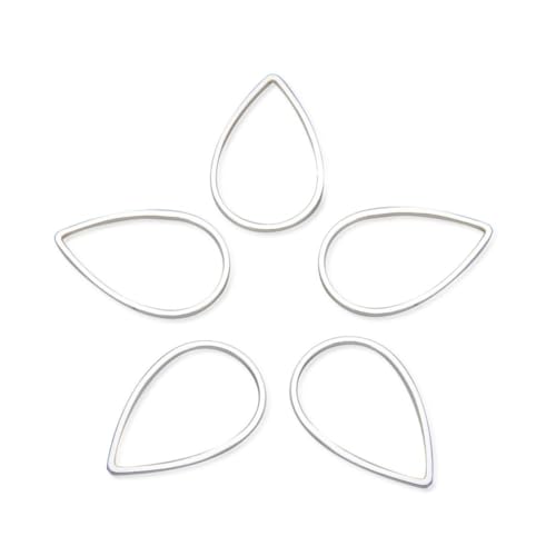 Adabele 50pcs Silver Teardrop Beading Hoop Link Jewelry Findings 16mm Long Geometric Connector Open Back Bezel Frame for DIY Craft Jewelry Making CF70-1 - size: Teardrop Shape (0.63 Inch)