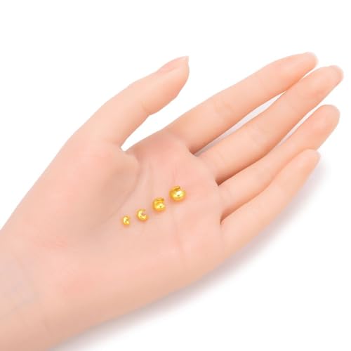 400pcs Crimp Bead Knot Cover End Caps 3mm (0.12 Inch) Small Crimp Cover 18K Yellow Gold Plated Copper Brass for DIY Craft Jewelry Making CF8-3 - color: Gold, size: 3mm (0.12 inch) - 400pcs