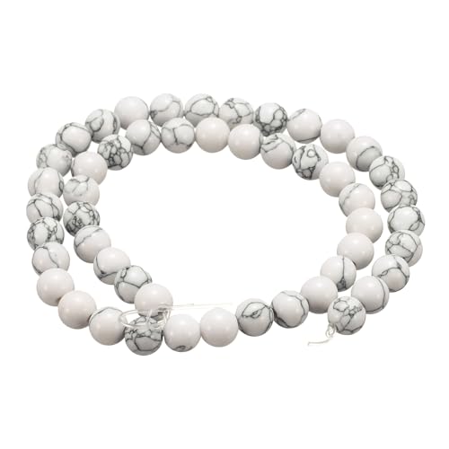 HARFINGTON 50pcs Natural Stone Beads 6mm White Turquoise Round Gemstone Stone Loose Beading Real Genuine Smooth Balls Bead for Jewelry Making Bracelets Necklace Earrings DIY - color: White Turquoise, size: 6mm