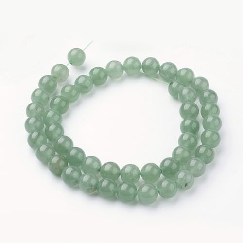 45Pcs Natural Green Aventurine Beads 8mm Round Natural Gemstone Beads Smooth Loose Spacer Bead for DIY Craft Bracelet Necklace Earrings Jewelry Making Supplies - color: Natural Green Aventurine
