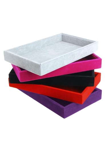 Velvet Jewelry Tray, Stackable Design, Drawer Insert, Multi-Compartment Storage, for Necklace Bracelet Ring Watch Organizing (Purple) - color: Purple