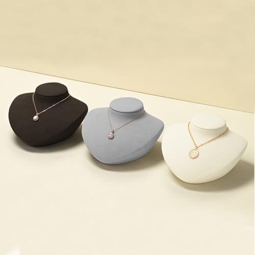 Microfiber Jewelry Bust Display Necklace Pendant Small Jewelry Necklace Display Stand for Showcase(Grey) - color: Grey