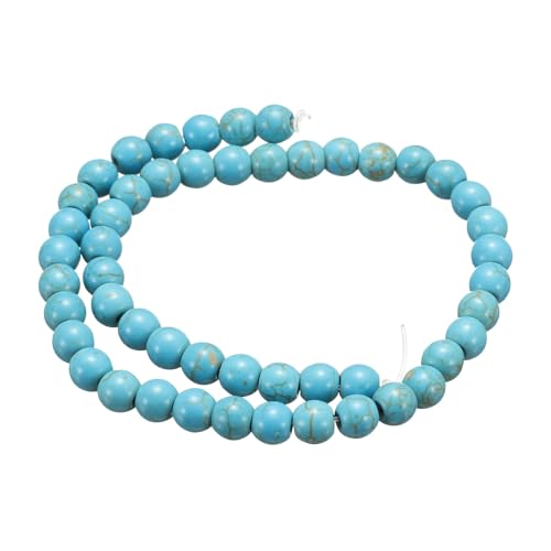 HARFINGTON 50pcs Natural Stone Beads 6mm Blue Turquoise Round Gemstone Stone Loose Beading Real Genuine Smooth Balls Bead for Jewelry Making Bracelets Necklace Earrings DIY - color: Blue Turquoise, size: 6mm