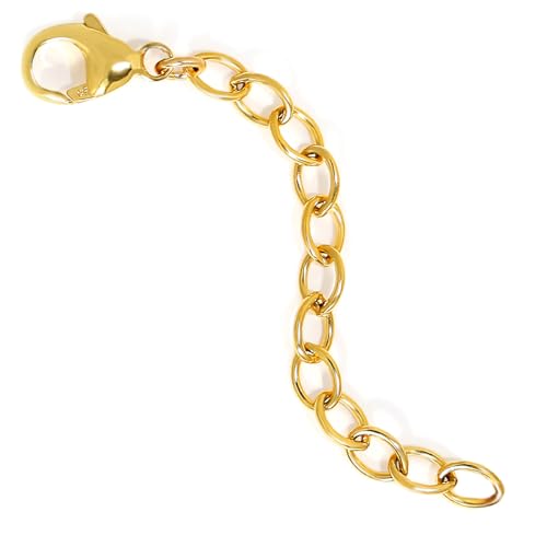 Necklace Bracelet Extender for Women Men - 14K Gold Filled or Solid 925 Sterling Silver Extension, Medium Size Jewelry Chain Durable Strong Removable 2" 4" or 6" Made in USA (Single Piece) - style: 14k Gold Filled / 6"
