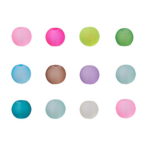 100Pcs 4-4.5mm Transparent Frosted Glass Beads Colorful Round Matte Glass Loose Spacer Beads for DIY Necklace Earring Bracelet Jewelry Making Handmade Crafts - color: Colorful-4mm