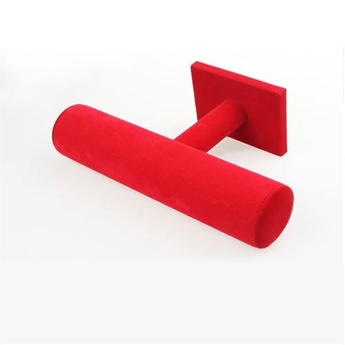 Jewelry Organizer Stand for Women - T-Bar Bracelet, Watch & Hair Tie Storage Display Rack with Travel-Friendly Design(Red Velvet) - color: Red Velvet