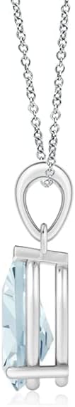 Angara Natural Aquamarine Solitaire Pendant for Women | Pear-Shaped Aquamarine Solitaire Pendant in 14K Solid Gold/Silver/Platinum With 18" Chain | March Birthday, Gemstone Jewelry Gift