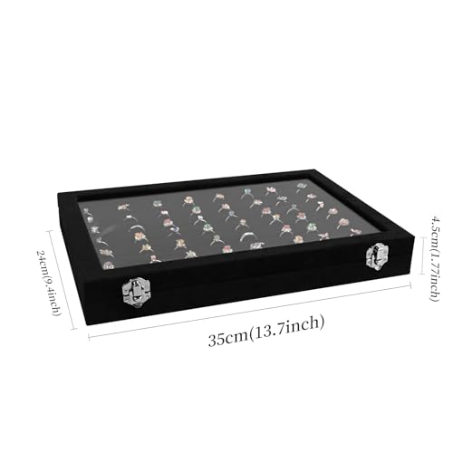 Wudygirl 7 Slot Ring Holder Organizer Display Tray for Rings And Jewelry Storage Velvet Ring Box with Multiple Slots Rings Organizer and Jewelry Showcase (Black Velvet) - style: Ring Tray
