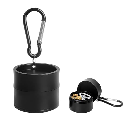 Mini Travel Ring Holder Keychain, Portable Jewelry Holder Keychain with Protective Sponge, Small Necklace Earrings Case for Gym Sports Bag Purse - color: 1-Tier Black