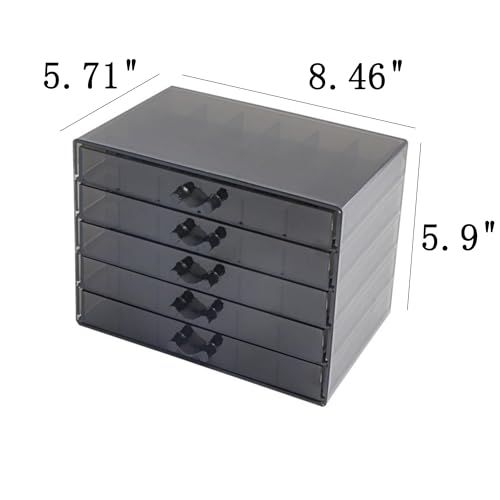 Feadily Acrylic Jewelry Organizer Box, Jewelry Drawer Organizer With 5 Drawers 120 Grids, Black - color: Black, size: 120 Grids