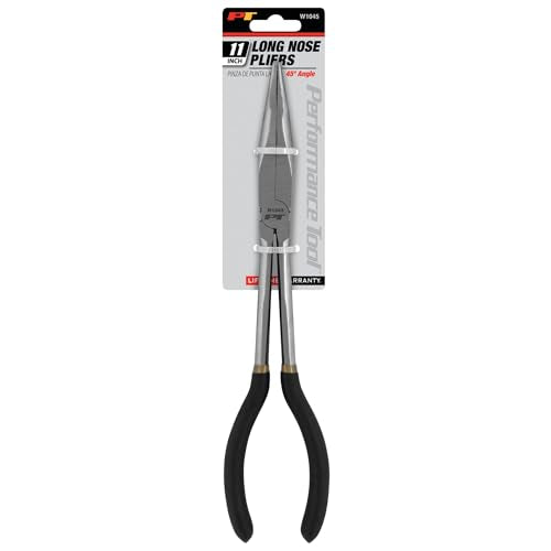 Performance Tool W1045 11-Inch Long Reach 45-Degree Bent Long Nose Pliers, Black - style: 11" 45 Long Handle Pliers