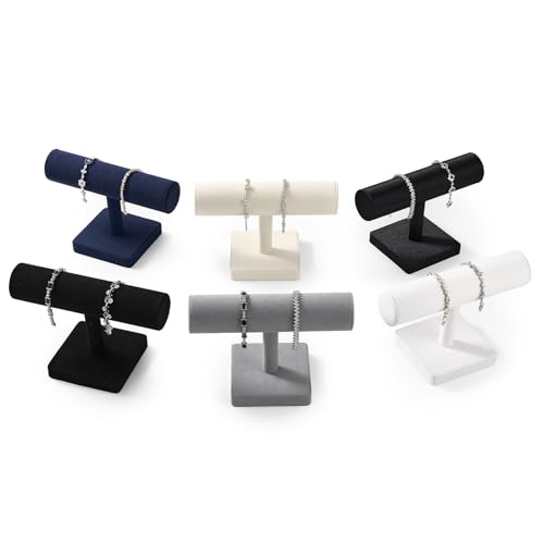 Oirlv Microfiber T-bar Bracelet Watch Organizer Display Stand Professional Jewelry Bracelet Display for Selling (Light Grey,Microfiber) - color: Light Grey