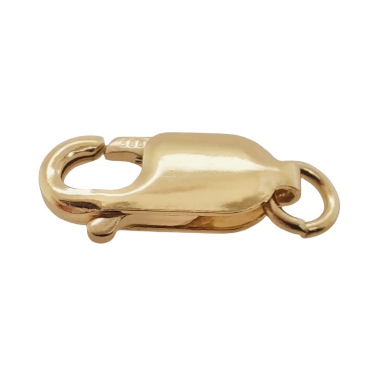 10.1MM 14K Solid Yellow Gold Oval Lobster Clasp with Ring 12.4MM Overall Length Made in Italy by CRAFT WIRE - size: 10.1MM