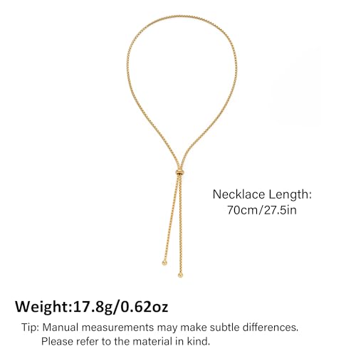 Gold Silver Necklace for Women Y Chain Adjustable Gold Long Necklaces Fashion Dainty Jewelry - color: gold B