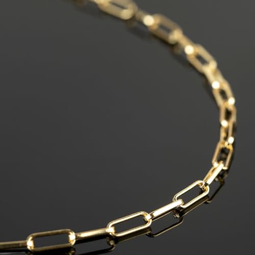 YOUBEIYEE 16.4 Feet 18K Gold Plated Brass Chain Roll Flat Paperclip Chain for Jewelry Making Handmade Women Necklace Bracelet DIY Jewelry Findings - color: Flat Paperclip