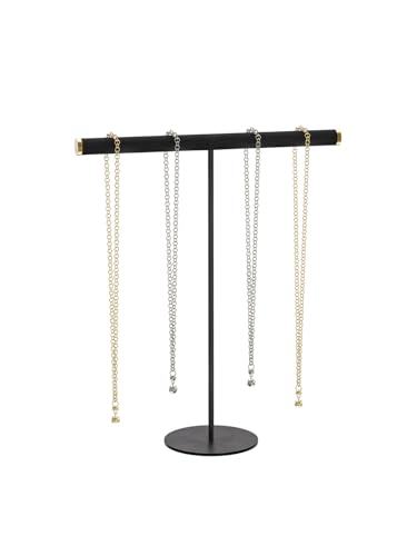 T-Bar Necklace Bracelet Organizer Stand, Velvet Jewelry Hanger Display Stand, Necklace And Bracelet Holder Rack for Men Women (Black) - color: Black
