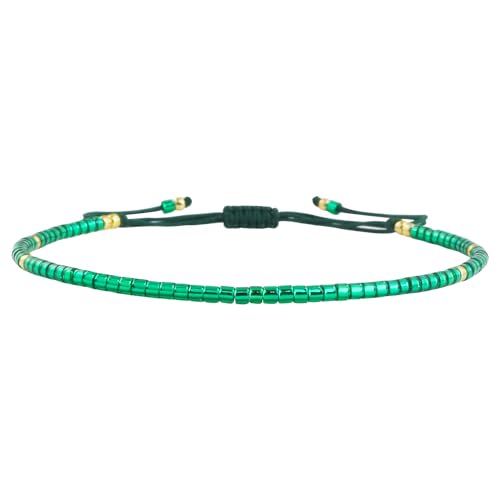 KELITCH Adjustable turquoise bead bracelet single color knitting friendship bracelet fashion jewelry daily wear gift (28 color selection) - color: Green 04V