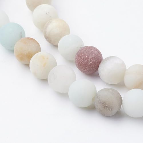 60Pcs Frosted Natural Flower Amazonite Beads 6mm Gemstone Beads Round Stone Loose Bead for DIY Bracelets Necklace Earrings Jewelry Making - color: Natural Flower Amazonite-Frosted, size: 6mm