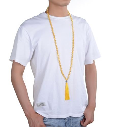 Adabele Premium 108 Mala Beads Malas Necklace - Natural Healing Gemstone Tibetan Buddhist Japa Prayer Meditation Reiki Chakra Stone Quartz Rock Women Men Jewelry - style: Citrine