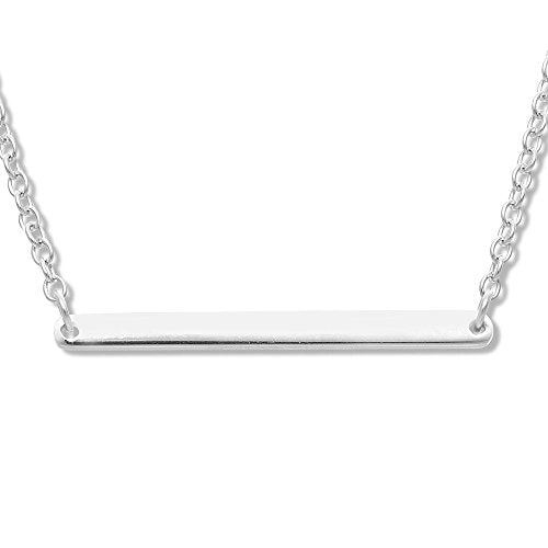 Horizontal Bar Necklace for Women, Sterling Silver or 14K Gold Plated Silver, Minimalist, CZ Diamond, Dainty Bar Pendant - Unique Jewelry Gift - style: Minimalist - Silver