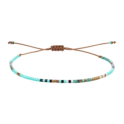 KELITCH Adjustable turquoise bead bracelet single color knitting friendship bracelet fashion jewelry daily wear gift (28 color selection) - color: Mix Green 12
