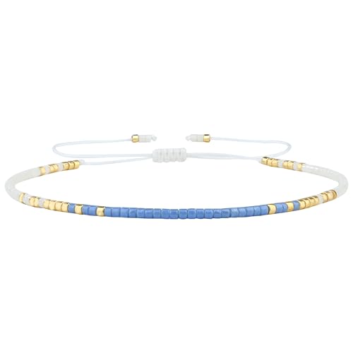 KELITCH Adjustable turquoise bead bracelet single color knitting friendship bracelet fashion jewelry daily wear gift (28 color selection) - color: Blue 20K