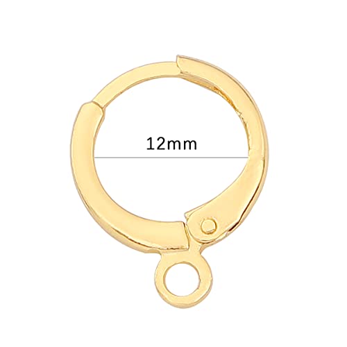 BEADIA 18K Gold Plated Earring Hooks Round 12mm 20pcs for Jewelry Making Findings - size: Round Hooks 12mm