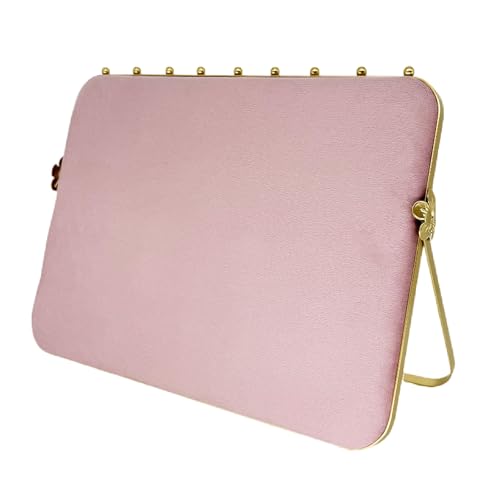 TANG SONG 10.24” Dual-Tone Metal Necklace Display Stand with Velvet Base – Jewelry Holder for Retail & Home (Pink/White) - color: Pink