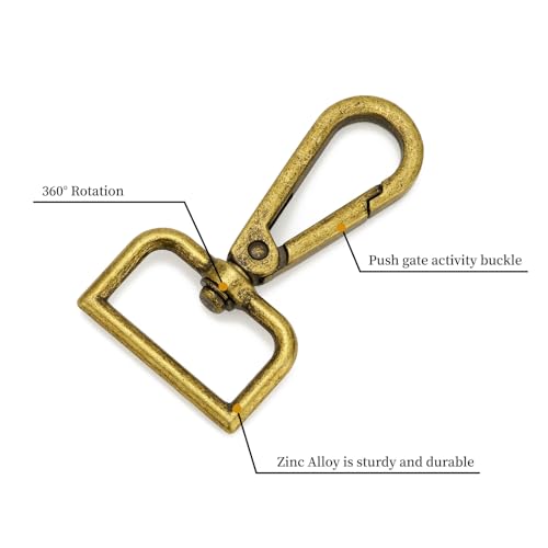 9 Pcs D Ring Swivel Lobster Claw Clasp Push Gate Snap Hooks Trigger Clips for DIY Crafts Keychain Purse Handbag Making,1 Inch Bronze - color: 1" Bronze 9pcs, size: 1"