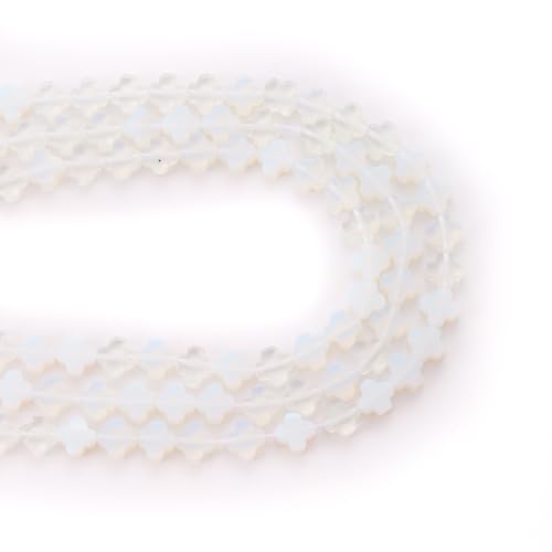 8mm Natural Opal Gemstone Faceted Clovers Beads Four-Leaf Spacer Loose Beads for DIY Jewelry Making Beads - color: Opal
