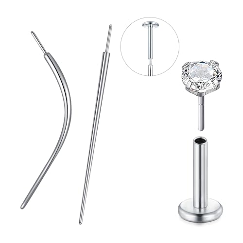 QWALIT Piercing Taper Threadless Insertion Tool - Titanium Labret Pin 16g, 18g, 20g - color: A1 - Titanium 2 Style 20g
