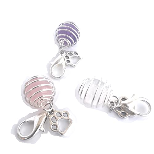 crystal pet collar charms,cat collar charms, dog collar charms - color: Amethyst + Clear Quartz + rose quartz