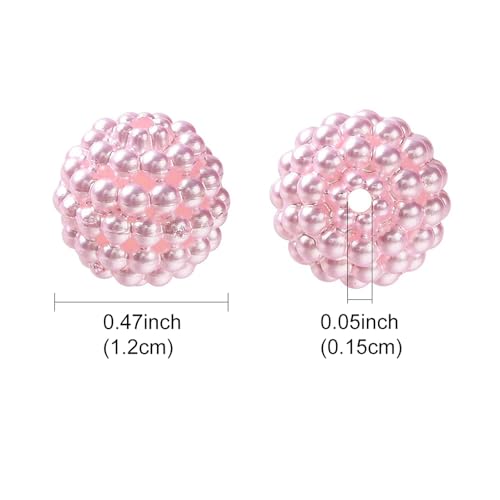 40pcs Round Acrylic Berry Beads, 12mm Large Chunky Bubblegum Beads Loose Spacer Ball Bead for Jewelry Making Earrings Necklaces Bracelets DIY Beading Crafts, Pearl Pink - color: Pearl Pink