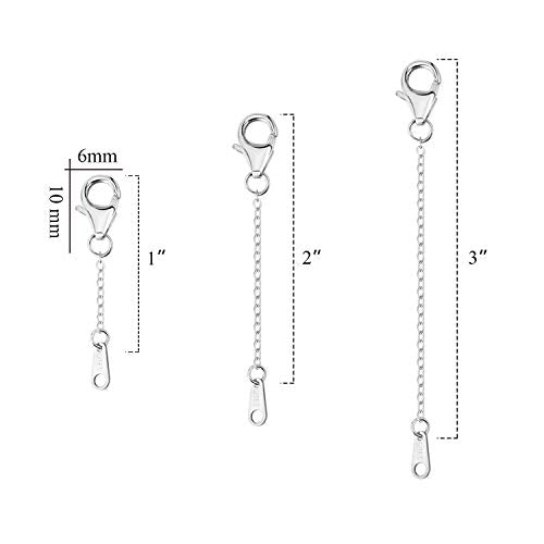 Sterling Silver Extenders Chain Necklace Extension Chains for Jewelry Making(1 2 3 inch) - color: Silver